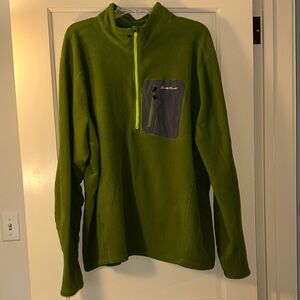 Eddie Bauer Men’s XXXL Green Fleece Zip Up Sweater with Gray Accents